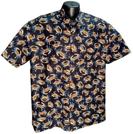 Blue Crabs Hawaiian Shirt- Made in USA- Cotton